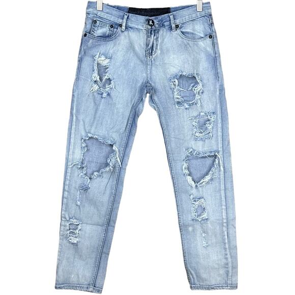 One Teaspoon Awesome Baggies Jeans Boyfriend Fit Destroyed Light Blue Size 26 - Picture 1 of 12